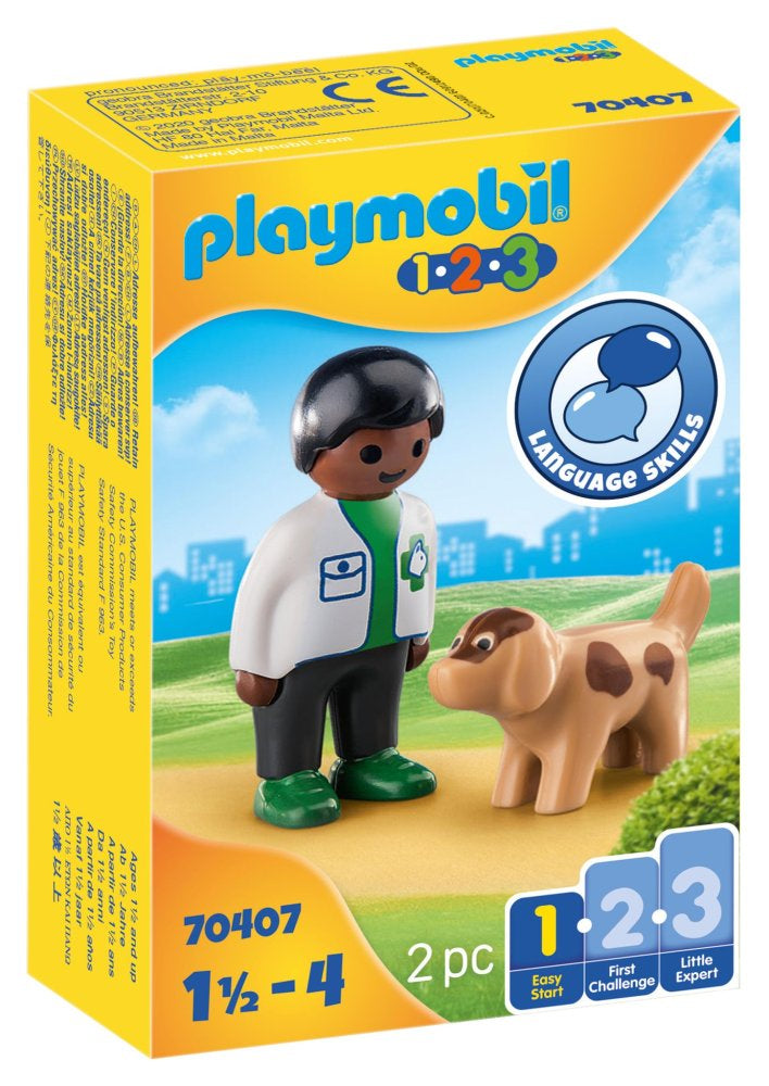 Playmobil 1.2.3 - Dyrlæge & Hund - 70407 - Fra 18 mdr. - Billede 1