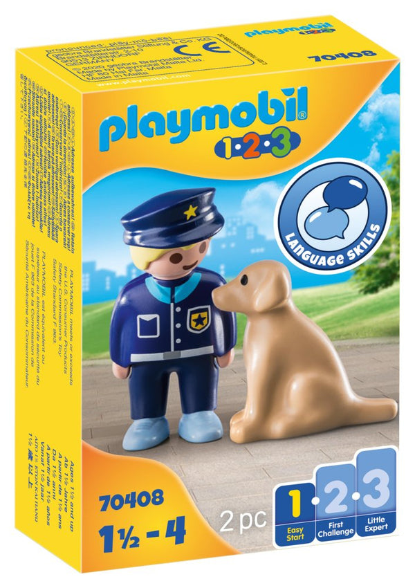 Playmobil 1.2.3 - Politimand & Hund - 70408 - Fra 18 mdr. - Billede 1