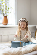 Trætromme m/to trommestikker Blå - Billede 1