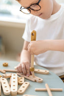 Byggesæt i træ 36 dele mustard - Billede 1