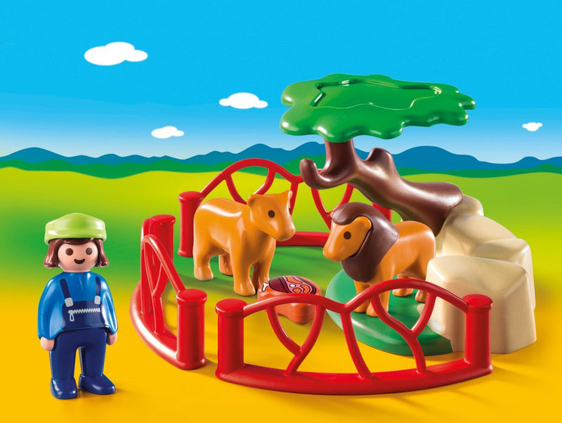 Playmobil 1.2.3 - Løveindhegning til Zoo - Fra 18 mdr. - Billede 1