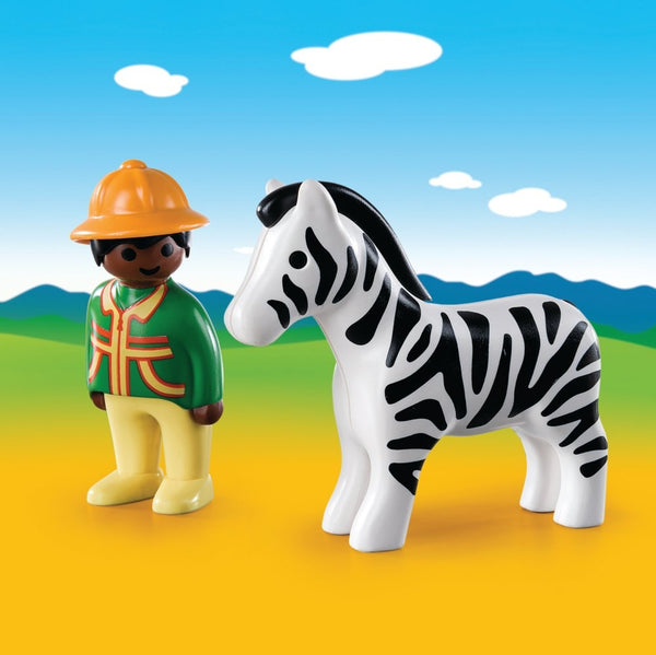 Playmobil 1.2.3 - Zebra & Dreng - Fra 18 mdr. - Billede 1