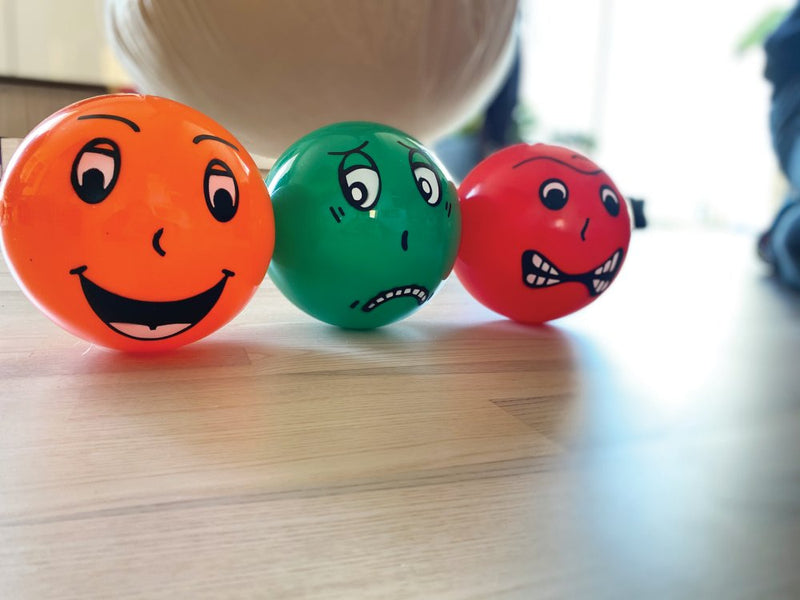 Humørbolde - sæt med 6 bolde med forskellige ansigtsudtryk. - Billede 1