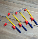 Fiskespil med ansigter og følelser.