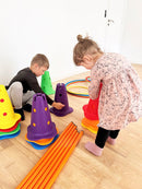 Gonge Motorikbane med Kegler, Stænger og Ringe - 33 dele.