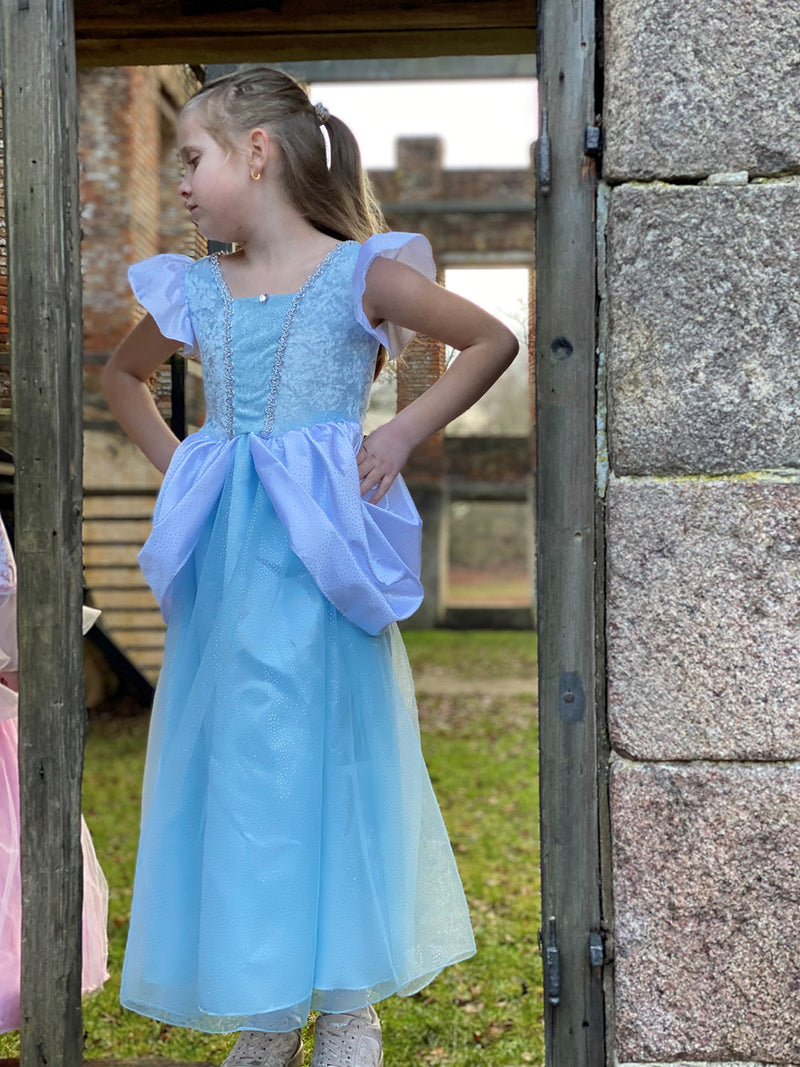 Udklædning - Prinsesse, lyseblå - 6-8 år.