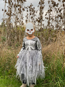 Udklædning - Skelet heksekjole - Str. 7-8 år.