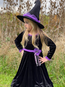 Udklædning - Heksekjole m/hat - Str. 5-6 år.