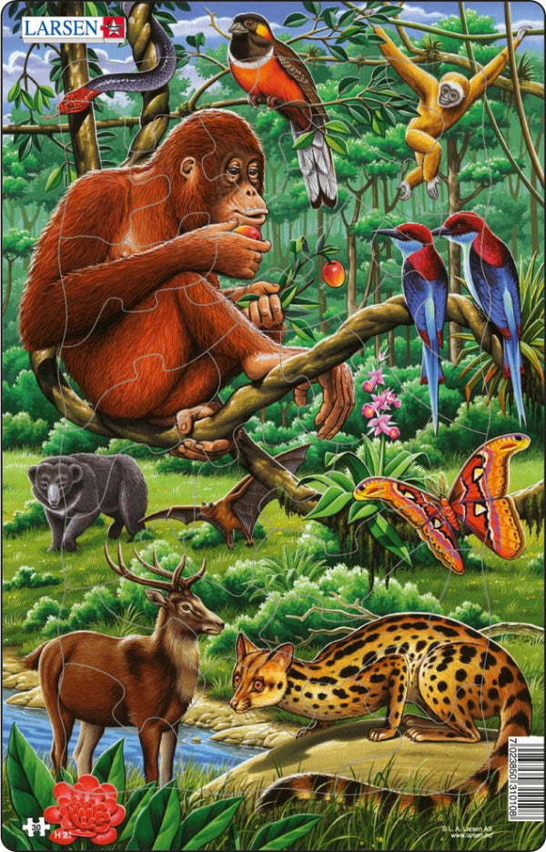 Puslespil i Pap fra Larsen - Orangutang - 29 brikker. - Billede 1