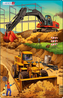 Puslespil i Pap fra Larsen - Gravemaskiner - 20 brikker. - Billede 1