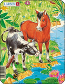 Puslespil i pap - 10 brikker (Hest & Ko) - Billede 1