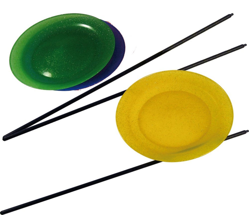 Jonglør tallerkener med plaststave - 3 stk - ass farve. - Billede 1