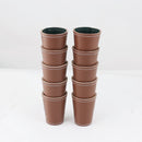 Raflebægersæt med 10 stk raflebæger af læder - Ø:6,5 x H:9 cm - Billede 1