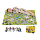 Legetæppe med industrimotiv og arbejdsdukker - 100x150 cm. - Billede 1