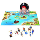 Legetæppe med Pirattema og 10 piratfigurer - 100x150 cm. - Billede 1