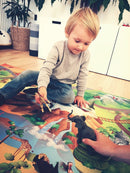 Legetæppe med wildlife-tema og 20 vilde dyr - 100x150 cm. - Billede 1