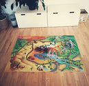 Legetæppe med wildlife-tema og 20 vilde dyr - 100x150 cm. - Billede 1