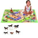 Legetæppe med heste-tema og 8 hestefigurer - 100x150 cm. - Billede 1