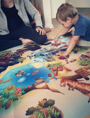 Legetæppe med dino-tema og 8 dinosaurer - 100x150 cm. - Billede 1