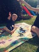 Legetæppe med dino-tema og 8 dinosaurer - 100x150 cm. - Billede 1