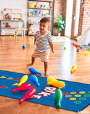 Legetæppe med bowlingbane og bowlingspil - 100x300 cm.