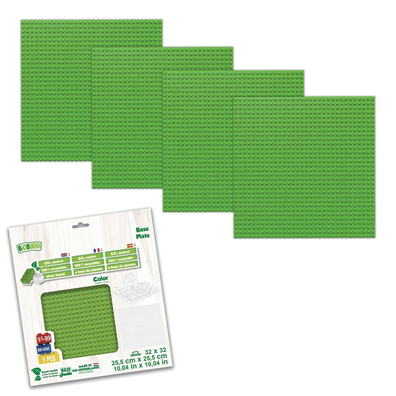 BiOBUDDi Byggeplader - 5 stk Lysgrøn - Mål: 25 x 25 cm (32 x 32 knopper) - Billede 1