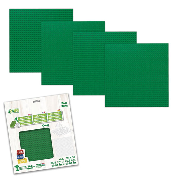 BiOBUDDi Byggeplader - 5 stk Grøn - Mål: 25 x 25 cm (32 x 32 knopper) - Billede 1