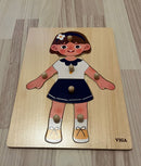 VIGA Knoppuslespil i træ - Pige - 7 brikker