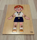 VIGA Knoppuslespil i træ - Dreng - 7 brikker