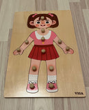 VIGA Knoppuslespil i træ - Pige - 12 brikker