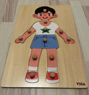 VIGA Knoppuslespil i træ - Dreng - 12 brikker