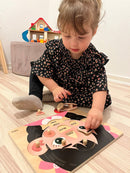 VIGA Knoppuslespil i træ - Pige Ansigt - 10 brikker