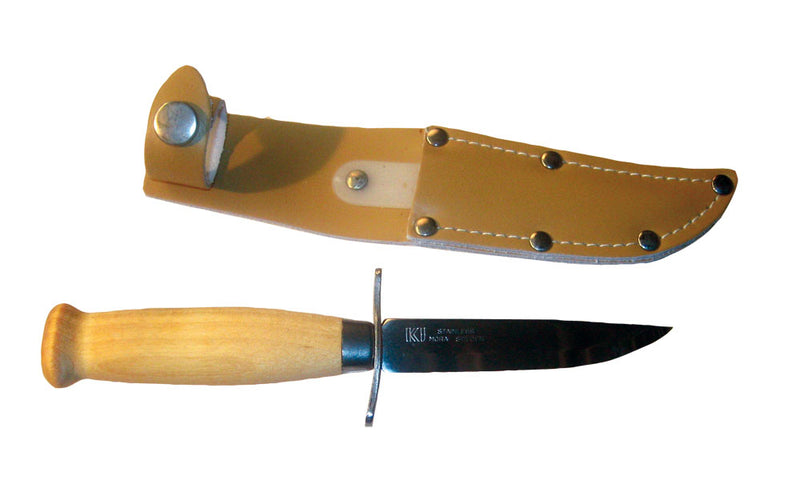 Kniv m. birkeskaft og skede - knivblad L: 87 mm - Billede 1
